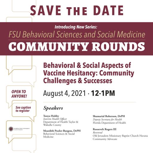 Community Rounds Event: Behavioral & Social Aspects of Vaccine Hesitancy - Community Challenges and Successes.